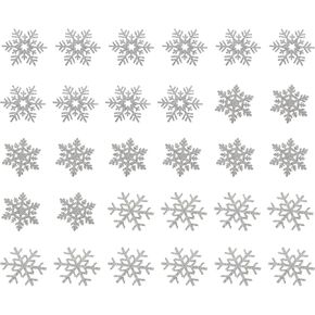 ARTIBETTER 30pcs Cloth Stickers Snowflake Christmas DIY Sewing Patches Headwear Embroidery Clothing Appliques for Handmade- Silver