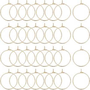 Beebeecraft 1 Box 100Pcs Hoop Earring Findings 18K Gold Plated 316 Stainless Steel 20mm Wine Glass Charms Rings with 0.7mm Pin DIY Earring Beading for Hoop Earrings Making