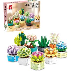TYCOLE Tiny Flowers Succulents Artificial Plant Set-Creative Botanical Building Block 9 in 1 Toy, Botanical Collection for Office&Home Decor,Christmas Birthday Gift for Adults and Kids 8-12(832 PCS)