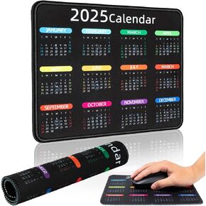 Mouse Mats for Desk, White 2025 Calendar Computer Pads, Laptop Mouse Pad Mat for Home Office Studio
