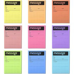 9 Pieces Telephone Message Sticky Notes Pads 4 x 5 Inch Assorted Neon Colors Sticky Notes Urgent Notes Self Stick Note Pads for Work Call, Office Supplies, 50 Sheets/Pack (Fluorescent Colors)
