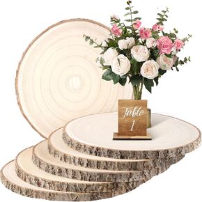 Wood Slices 8 Pack 9-10.5Inch Large Wood Rounds Unfinished Wood Slices for Centerpieces, Wood Ornaments,Wood Chargers,Wood Slices forTables Decor,Crafts,DIY