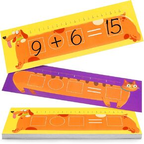 Dotimo 26PCS Dry Erase Number Lines for Student Desk Special Education Home School Essentials Prek Math Manipulatives 1st Grade Teaching Supplies 12"x4" Double Sided Erasable Board with Cartoon Animal