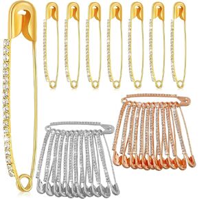 VAMA Multicolor 36pcs Rhinestone Safety Pins Brooches Sweater Shawl Clips Faux Crystal Brooches Shiny Brooch Pins for Clothing Dress Pants Skirt Dressing Accessories (Rhinestone Safety Pins Bulk)