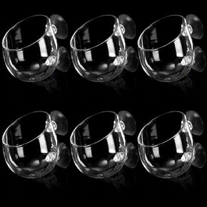 Hiceeden 6 Pack Aquatic Plant Cup with 2 Suction Cup, Crystal Glass Aquarium Plant Pot Holder, Red Worm Cups for Fish Tank Aquascape Decor