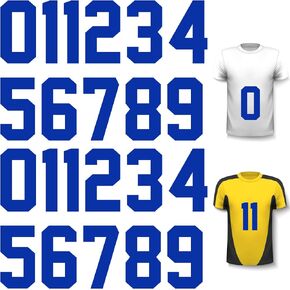 22 Pieces Heat Transfer Numbers 0 to 9 Jersey Numbers Soft Iron on Numbers for Team Uniform Sports T Shirt Football Basketball Baseball (Blue,8 Inch)