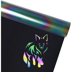 Reflective Rainbow Heat Transfer Vinyl, 12" × 10ft Reflective Vinyl, Iron on Vinyl Rolls for DIY t-Shirts and Fabrics (Reflective Rainbow, 12 in x 5 ft)