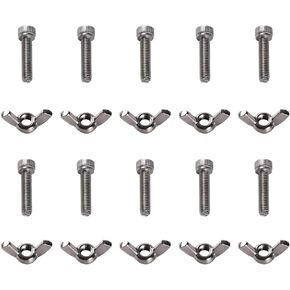 GORGECRAFT 1 Box 10 Set 1/4" Bat Pins for Pottery Wheel Bats Replacement Stainless Steel Butterfly Wing Nuts Hand Twist Tighten Wingnuts Kit Screw Fastener Parts Thumb Bolts for Home Office Supplies