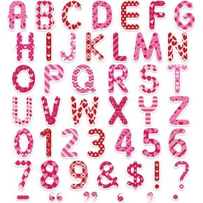 Faccito 176 Pcs Valentine's Day Bulletin Board Decorations Letters Alphabet Numbers Cutouts Valentine's Day Letters Combo Set with Glue Points Valentines Letters Number for Home School Classroom Decor