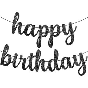 KatchOn Gold Glitter Happy Birthday Banner - 10 Feet, Pre-Strung - Luxurious Birthday Decorations for Women and Men
