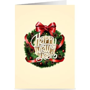 New Year Cards Happy New Years Cards, 5x7, Heavy Stock, Set of 18 Holiday Cards & Envelopes, Christmas Cards.