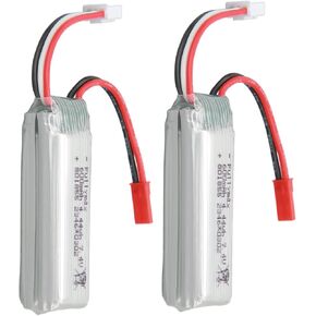 RC Airplane Lithium Battery, JST Discharge Plug, 7.4v 600mah, 2PCS Large Capacity RC Airplane Batteries for WLtoys XK RC Aircraft