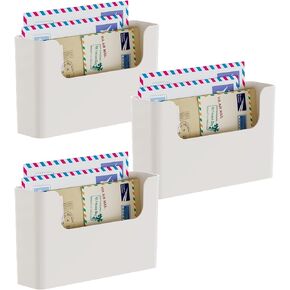 Hanging Wall File Organizer, Pack of 6 Plastic Desktop Accessories Storage Rack No Drilling Wall Mounted Magazine Mail Paper Envelope Planner Holder for Home Office School