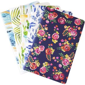 bloom daily planners Field Notebook Set (3.5" x 5.5) - Pack of 5 - Pocket Size Lined Memo Books/Mini Travel Journals in Assorted Patterns - Small Notepads with Flexible Soft Cover