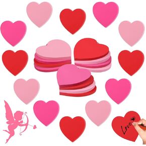 Roowest 600 Sheets Valentines Day Heart Sticky Notes Heart Notepads Heart Post Notes Self Stick Notepad Memo Colorful Sticky Pad for Home School Office Girl Kid Supplies(Red, Rose Red, Pink, Blank)