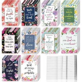 CHENGU 100 Pcs Bible Verse Notebook Christian Journals Bulk Christian Gifts Religious Prayer Journals Inspirational Notepads for Women Men Scripture Notepads Pocket for Office School (Classic Style)