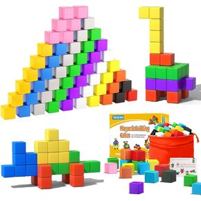 48 Pieces Magnetic Building Blocks Set,10 Colors Magnets for Kids 2-8 Year Olds,STEM Education, Sensory and Montessori Toys