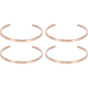 MECCANIXITY 4pcs Bracelet Blanks, Rose Gold Blank Titanium Steel Tags DIY Engraving Tags for Making Presents Stamping Jewelry Craft Tags, 2.8x0.16 Inch