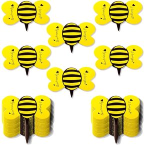 100Pack Bee Shape Lollipop Paper Holder Bee Lollipop Package Cards Candy Packaging Lollipop Paper Cards for Kids Birthday Party Children's Day Party