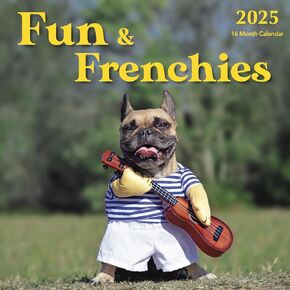 2025 Fun Frenchies Hangable Wall Calendar Cute Funny French Bull Dog Photo Gifts Puppy Dogs Bulldog Large Months Santa Gift for Her Kids Boys Girls (2025 Fun Frenchies)