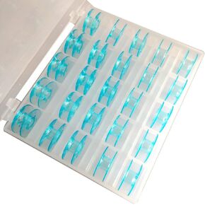 HONEYSEW Blue Bobbins for Pfaff Household Sewing Machine (25pcs Bobbins with Bobbin Box)
