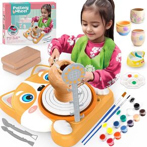 Pottery Wheel for Kids-Complete Pottery Painting Kit Arts and Crafts for Kids Ages 8-12, Clay Sculpting Tools with 1.7lb Air Dry Clay, Birthday Christmas Gifts Toys for Boy Girls Age 6 7 8 9 10 11 12