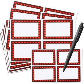 2024 New Buffalo Plaid Christmas Name Tags Stickers, 2x3 Inch Self Adhesive Check Christmas Gift Tags Present Wrapping Label Pantry Address Labels for Christmas Party, 120 Pcs (Red Black)