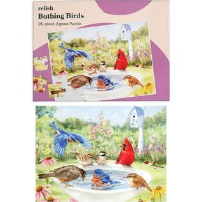 Relish Large Piece Puzzles for Seniors, 35 Piece Bathing Birds Jigsaw Puzzle, Dementia Products for Elderly