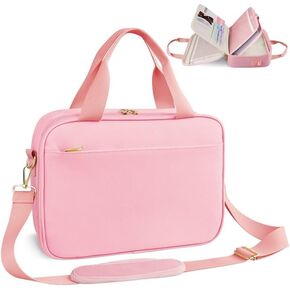 Bible Covers for Women Girls, Large Pink Bible Case with Detachable Bible Holder Pen Slot Shoulder Strap, Canvas Church Carrying Case for Standard Size Bibles, Ideal Gift for Christians Book Lovers