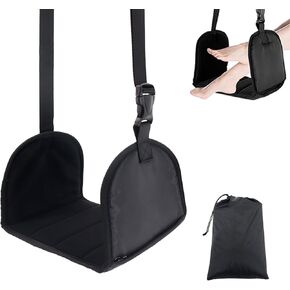 Airplane Footrest - Airplane Foot Hammock with Memory Foam, Portable Adjustable Plane Leg Rest, No Clashing Footrest Provides Relaxation and Comfort for Long Flight(Black)