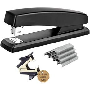 1InTheOffice Stapler with Staples & Staple Remover Set, 1,250 Staples, 20 Sheet Capacity Matte Black Finish Staplers for Desk,