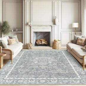 Valenrug 5x7 Area Rug - Machine Washable Rugs for Living Room, Anti Slip Area Rug, Stain Resistant Bedroom Rug (5'x7', TPR66-Apricot)