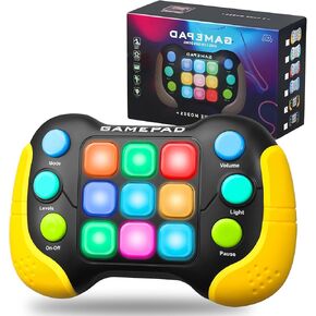 Electronic pop-up game lights up play fidget toys, handheld games for children adults, Push button gamepads press push games, 5 modes of newly upgraded stress relief party toy gifts yellow