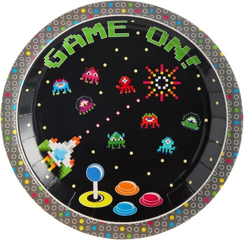 Juvale 144-Piece Retro Video Game Party Supplies - Includes Plates, Napkins, Cups, and Cutlery for Arcade Birthday Party Decorations (Serves 24) in Saudi Arabia