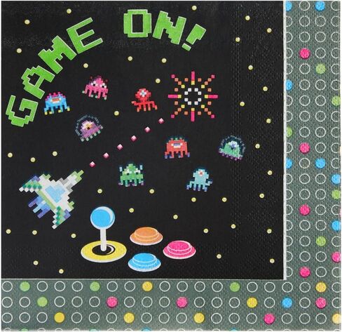 Juvale 144-Piece Retro Video Game Party Supplies - Includes Plates, Napkins, Cups, and Cutlery for Arcade Birthday Party Decorations (Serves 24) in Saudi Arabia