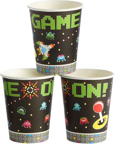 Juvale 144-Piece Retro Video Game Party Supplies - Includes Plates, Napkins, Cups, and Cutlery for Arcade Birthday Party Decorations (Serves 24) in Saudi Arabia