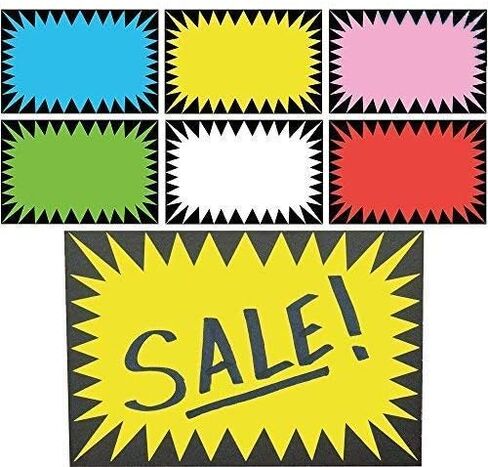Price Burst 180 Sign Pack. Bright Display Tags. Durable, Easy to Write On Star Cards Are Great for Yard, Estate & Garage Sale, Fundraiser, Store, Business & Flea Market in Saudi Arabia