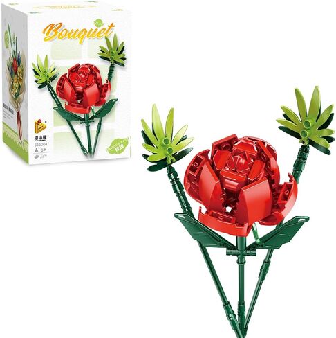 PANLOS Rose Building Kit, Artificial Flower Building Block Toys for Adult Kids Boys Girls, Ideal Gifts for Mother's Day,Valentines Day,Birthday-124PCS in Saudi Arabia