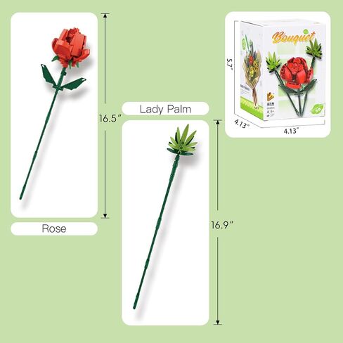 PANLOS Rose Building Kit, Artificial Flower Building Block Toys for Adult Kids Boys Girls, Ideal Gifts for Mother's Day,Valentines Day,Birthday-124PCS in Saudi Arabia