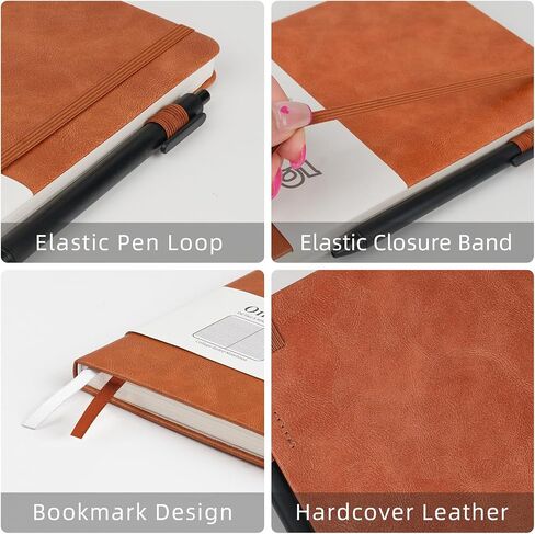 Notebooks Journal for Women Men 3 Pack Bulk Leather Hardcover with Pen Holder A5 200 Pages 100 GSM Thick Paper for Work School Lined Brown in Saudi Arabia