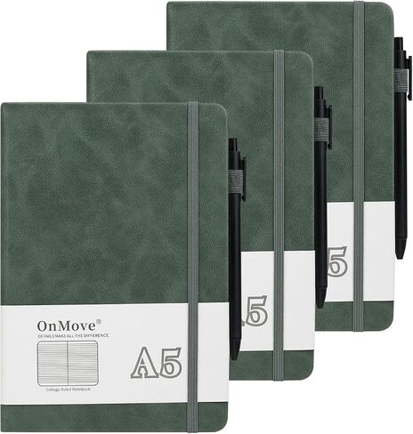 Notebooks Journal for Women Men 3 Pack Bulk Leather Hardcover with Pen Holder A5 200 Pages 100 GSM Thick Paper for Work School Lined Brown in Saudi Arabia