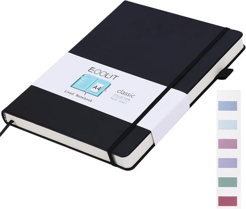EOOUT 8.5"x11" Journal Notebook 320 Pages - A4 Letter Size College Ruled Notebook with 100gsm Thick Lined Paper&Leather Cover, Large Moleskine Hardcover Journal Notebook (Black) in Kuwait
