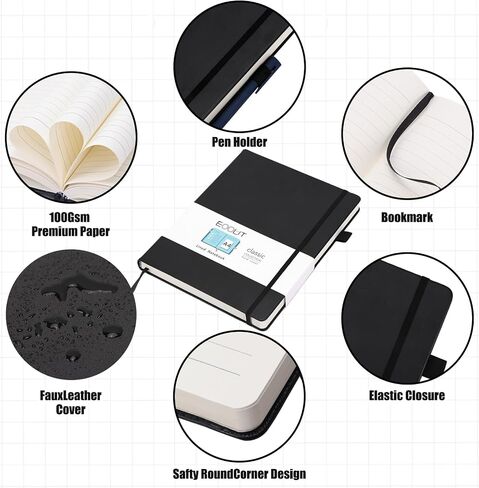 EOOUT 8.5"x11" Journal Notebook 320 Pages - A4 Letter Size College Ruled Notebook with 100gsm Thick Lined Paper&Leather Cover, Large Moleskine Hardcover Journal Notebook (Black) in Kuwait