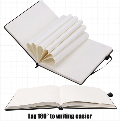 EOOUT 8.5"x11" Journal Notebook 320 Pages - A4 Letter Size College Ruled Notebook with 100gsm Thick Lined Paper&Leather Cover, Large Moleskine Hardcover Journal Notebook (Black) in Kuwait