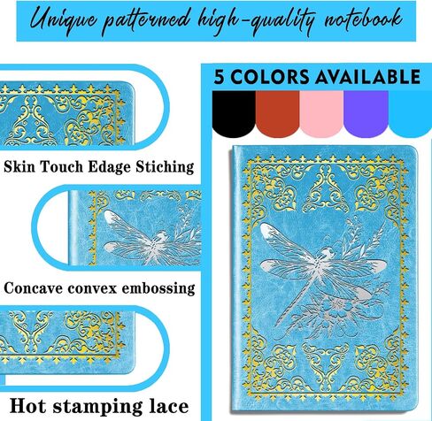 Dragonfly Lovers Gift Dragonfly A5 Size Lined Journal Notebook Encouragement Gift Inspirational Gift Friends Gift Multi Color Journal,1 Pack (Black), (Dragonfly-black) in Saudi Arabia
