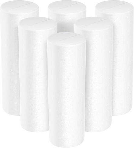 EXCEART 6pcs Foam Cylinder Foam Shapes DIY Cylinder Adornment Styrofoamss Cylinders Foam Tube Foam Circle Blocks Craft Foam Block Polystyrene Shape Child White Desktop Decorative Cylinder in Saudi Arabia