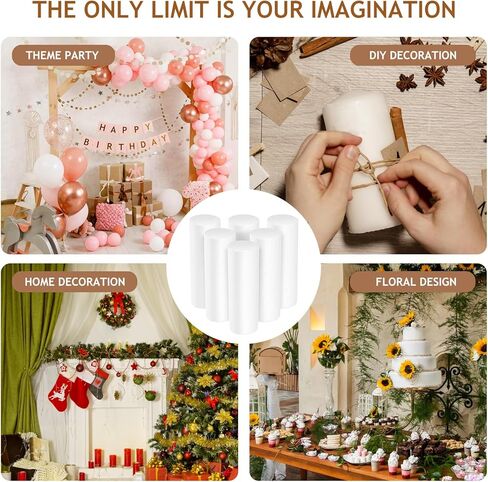 EXCEART 6pcs Foam Cylinder Foam Shapes DIY Cylinder Adornment Styrofoamss Cylinders Foam Tube Foam Circle Blocks Craft Foam Block Polystyrene Shape Child White Desktop Decorative Cylinder in Saudi Arabia