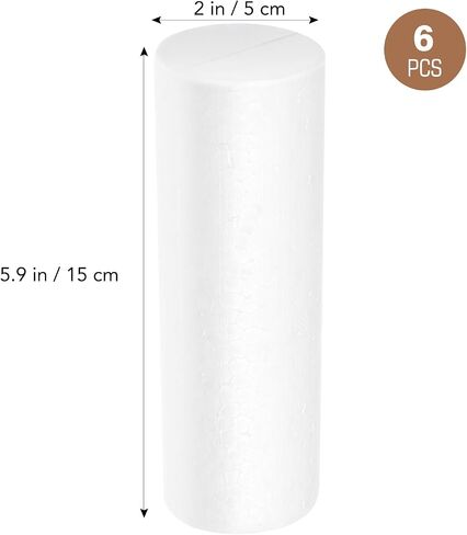 EXCEART 6pcs Foam Cylinder Foam Shapes DIY Cylinder Adornment Styrofoamss Cylinders Foam Tube Foam Circle Blocks Craft Foam Block Polystyrene Shape Child White Desktop Decorative Cylinder in Saudi Arabia