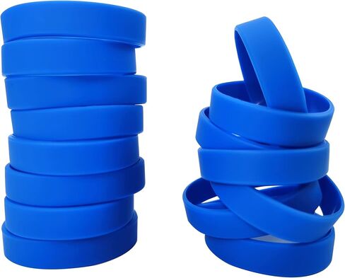 30 PCS Silicone Bracelets Wristbands for kid, Sports Rubber Elastic Wristband Bracelet for Party Decorations Favors Set Pack Blue in Kuwait