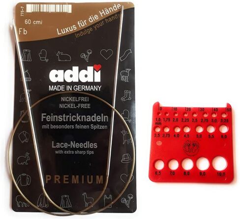 addi Silver Lace Circular Needle (Turbo Rocket) with Gold Cord (EU Version) with Red Needle Gauge 24in (60cm) Size US 0 (2mm) in Saudi Arabia